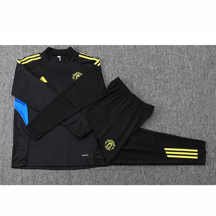 Tuta da Track di Felpa Manchester United Bambino 2025-2026 Nero Giallo